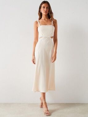 Mango premium trim cut out slip dress